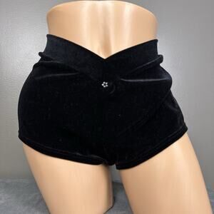 Vintage Private Luxuries Hot Pants Velvet Women's XL Black Booty Shorts Lingerie